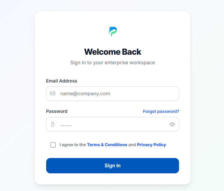 Login page